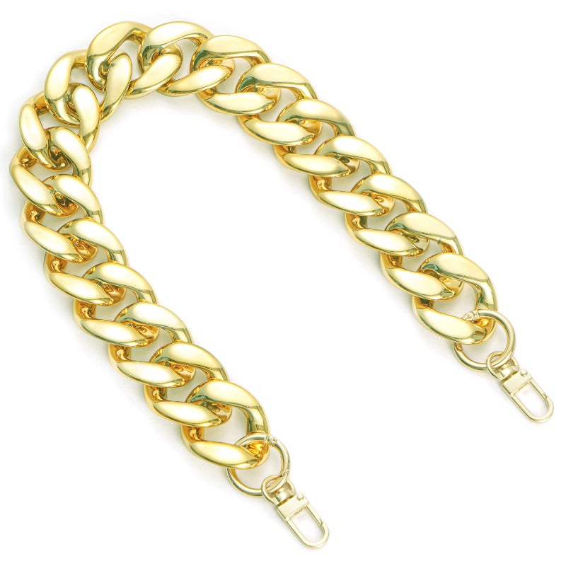 AUMEY Handbag Chain Straps Acrylic Purse Chain Strap Fashionable Replacement Purse Clutches Handles for Purse Handbags DIY Crafts, 15.7 inch of Each (MSL02-Gold) - Image 1